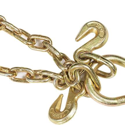 Findmall 5/16 Inch x 3 ft Long G70 V-Chain Bridle with 8 Inch Medium J Hooks, T- Hook & J-Hook with Grab Hooks Truck Wrecker