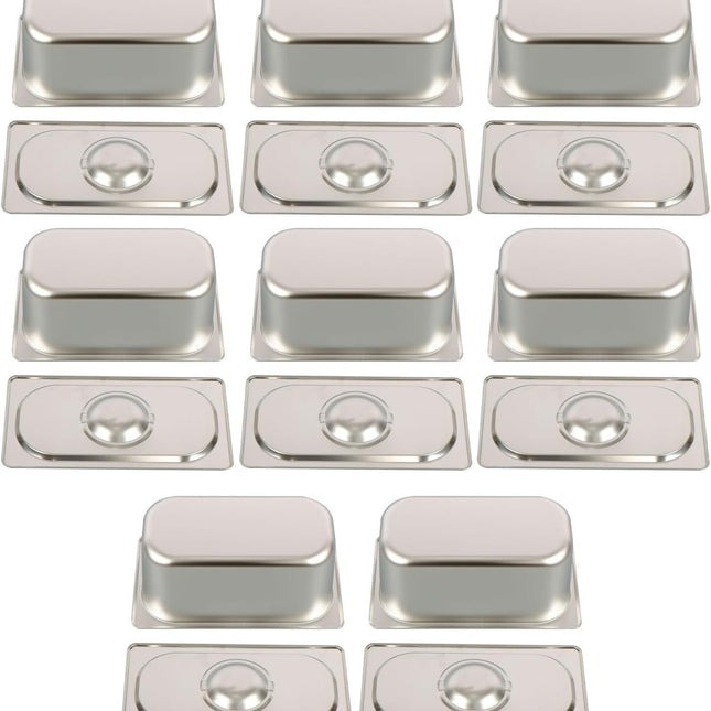 Findmall 8 Set Stainless Steel Hotel Pans 1/3 Size Steam Table Pan 6In Deep | 1.2mm Thick with Lids for Storing Hot and Cold Food