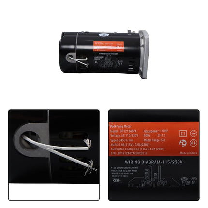 Findmall USQ1052 Swimming Pool Pump Motor, 1/2HP Square Flange Pool Motor