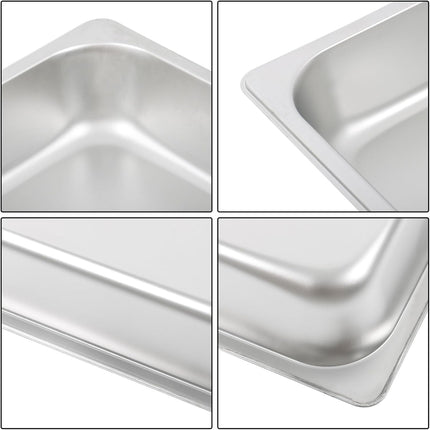 Findmall 2 Set Stainless Steel Pans Full Size 2.5 Inch Deep Steam Table Pan | For Food Warmer, Cooking and Commercial Kitchen