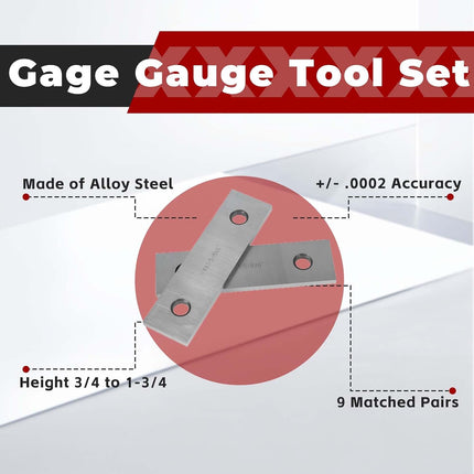 Findmall 9 Pair 1/4 x 6 Accuracy Parallel Block Set .0002 Hardened Gage Gauge Tool Set