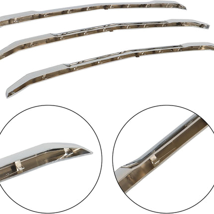 Findmall 3-Piece Chrome Front Upper Grille Overlay Molding Trim Kit Replacement for Silverado 2016-2018