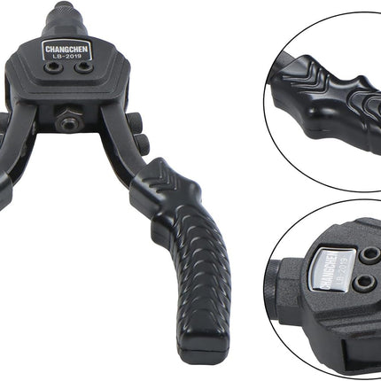Findmall 9.5 Inch Versatile Riveting Kit with 400 Rivets | 5 Different Size Gun Heads Heavy Duty Manual Double Hand Riveting Gun Tool for Metal
