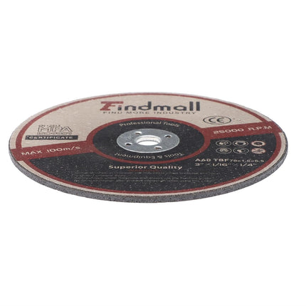Findmall 25 Pack 3" x 1/16" x 1/4" Cut Off Wheel – Cuts Metal, Steel, Stainless Steel Aluminum Oxide, 1/16" Thin Disc for Angle Grinder, 1/4" Arbor