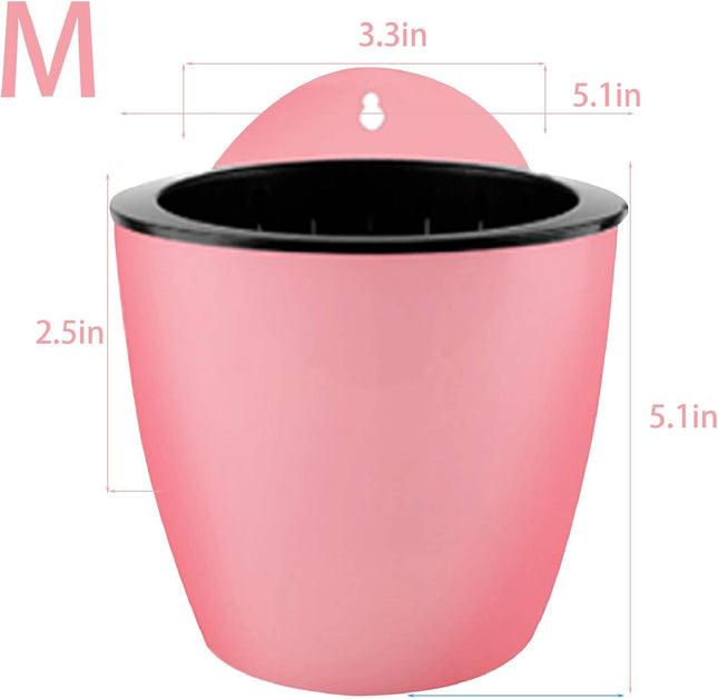 Findmall 7 Pack Self-Watering Hanging Planters, 5/7 Inch Wall Mounted Plastic Flower Pots with Hooks, Double Layer Vertical Garden Planters for Indoor Outdoor Plants, Flowers and Succulents