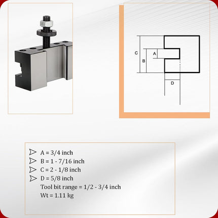 findmall CXA 250-302 Quick Change Boring Turning Facing Holder Steel CNC Tool Holder Fit for Tool Post 250-333 and 250-300