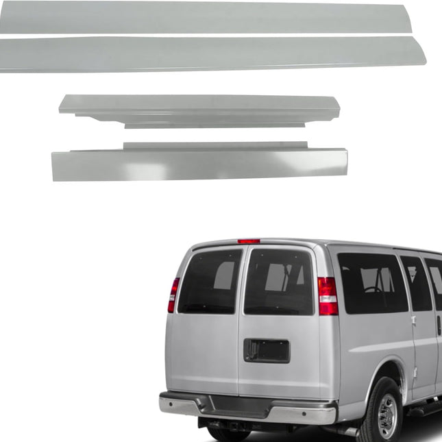 Findmall 4-Piece Slip-On Rocker Panel Set for 1996-2018 Chevrolet Express GMC Savana, Silver