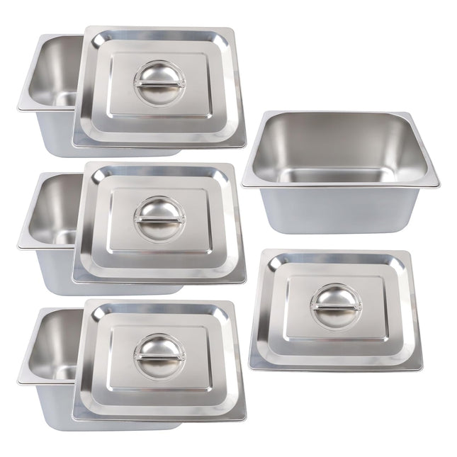 Findmall 4 Set Stainless Steel Steam Table Pan 1/2 Size X 6 Inch Deep Hotel Pans for Home, Party, Restaurant and Hotel