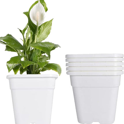Findmall 5-Pack 10 Gallon Square Planter Nursery Pots, Flower Plant Container Injection Molded Plastic Nursery Pots Gardening Pots for Indoor Outdoor Vegetables, Succulents, White