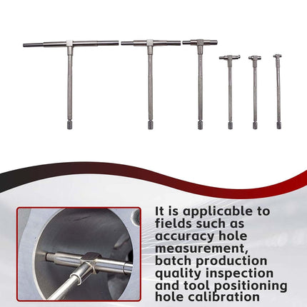 Findmall 6Pcs Telescoping Gage Set 5/16" - 6" Range T-Bore Hole Gauges W/Pouch 8mm-150mm Adjustable Telescopic T Bore Hole Gauges