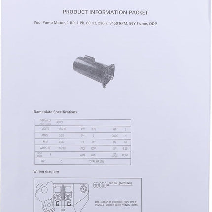 Findmall 355010S Swimming Pool Pump Motor, 1HP Above Ground Pool Pressure Washer