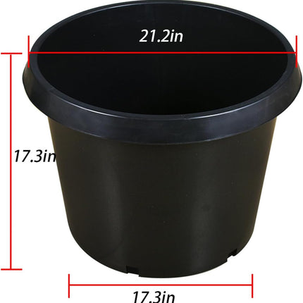findmall 5 Pack Nursery Pots, 20 Gallon Round Black Plastic Planter Pots with Drainage Holes for Garden Outdoor and Indoor Use
