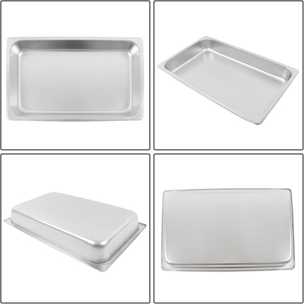 Findmall 2 Set Stainless Steel Pans Full Size 2.5 Inch Deep Steam Table Pan | For Food Warmer, Cooking and Commercial Kitchen