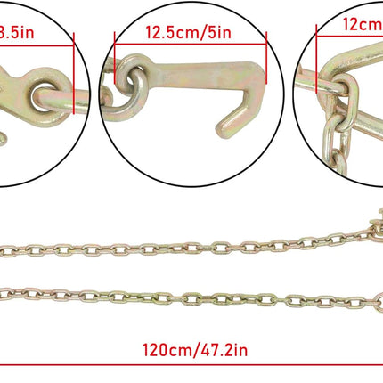 Findmall 36In 5400 LBS Chain V Bridle with RJT Hook Tow Truck Winch Cable Pull Wrecker Recovery Grab