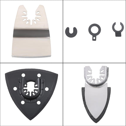 Findmall Oscillating Tool Blades (116-Piece) Japanese Teeth, Bi-Metal Titanium, Semi-Circular HCS Saw Blade Wood/Metal/Plastic Cutter Set and Sandpaper