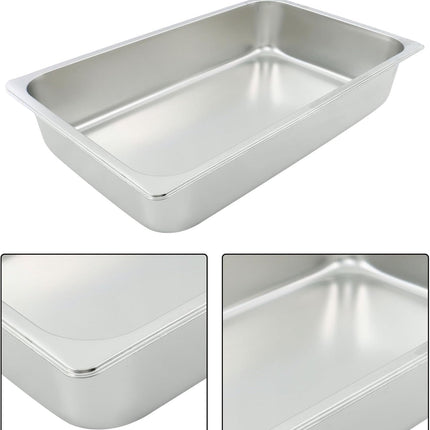 Findmall 4 Set Stainless Steel Hotel Pans With Lids Full Size | 3.7 Inch Deep, Steam Table Pan for Food Warmer, Cooking and Commercial Kitchen