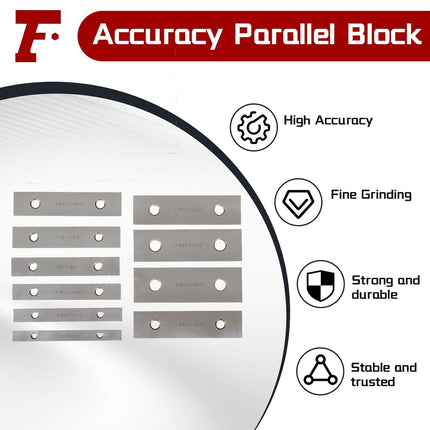 Findmall 10 Pair 1/8" x 5" Precision Parallel Block Set, ±0.0002" Hardened Alloy Steel Machinist Gage Gauge Tool Blocks with Storage Box