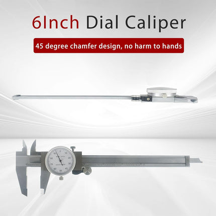 Findmall 6" Dial Caliper 0.001 Stainless Steel Caliper Measuring Tool 4-Way Measurement with Plastic Case