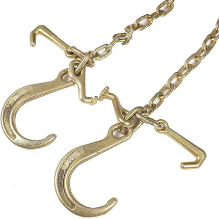 Findmall 5/16 Inch x 3 ft Long G70 V-Chain Bridle with 8 Inch Medium J Hooks, T- Hook & J-Hook with Grab Hooks Truck Wrecker