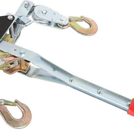 Portable 2 Ton Dual Gear Heavy Duty Power Puller with 2 Hooks Hand Cable Puller
