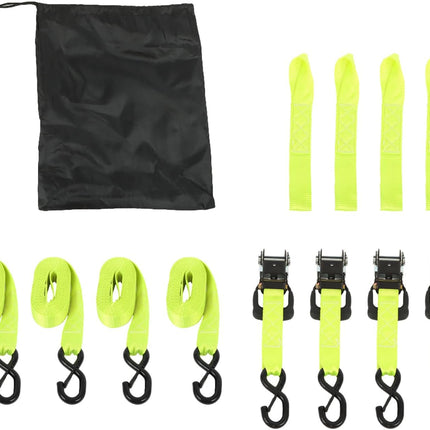 Findmall 4 Pack 1.6 Inch Ratchet Tie Down Straps 5208 lbs Break Strength Steel Polyester Cargo Straps with S Hooks for Motorcycle, ATV, Trailer, Truck and Moving