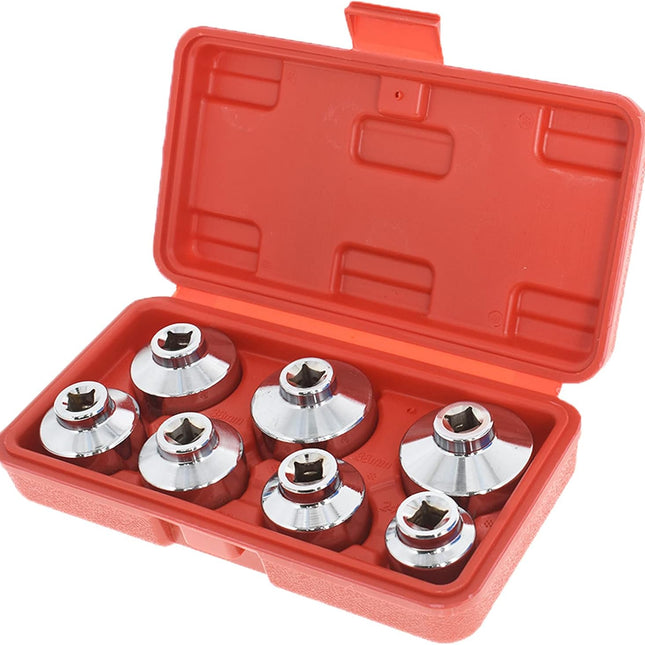 findmall 7-Piece Oil Filter Wrench Set with Metric Socket Set Tool for Mercedes Benz, BMW, VW, Audi, Porsche, and More