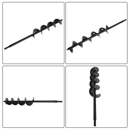 Auger Drill Bit, 3 x 24 Inch Garden Planting Auger Drill Bit for Planting, Auger Post Hole Digger for Planting Bulbs Flower Planting Auger Bit, 3/8 Inch Hex Drive Drill Auger Bit (Black, Solid)