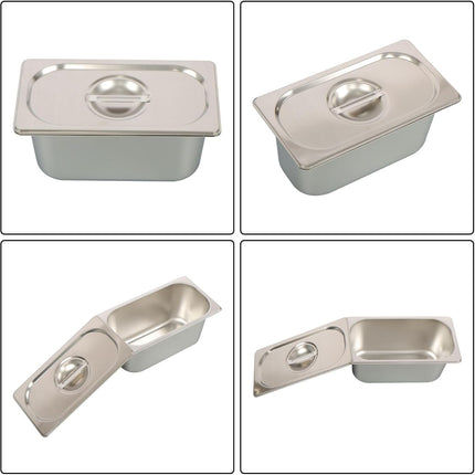 Findmall 8 Set Stainless Steel Hotel Pans 1/3 Size Steam Table Pan 6In Deep | 1.2mm Thick with Lids for Storing Hot and Cold Food