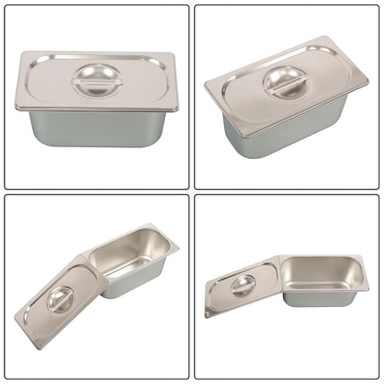 Findmall 6-Pack Stainless Steel Hotel Pans with Lids | 1/3 Size, 6" Deep Pans for Catering, Buffet, Food Storage and Serving