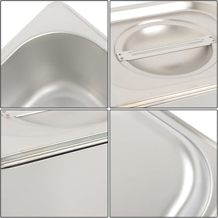 Findmall 6Pcs Stainless Steel Steam Table Pans 1/6 Size 4 Inch Deep | With Lids Hotel Pan, for Family Gatherings and Outdoor Picnics