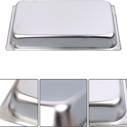 Findmall Full Size 2.5 Inch Deep Steam Table Pans 6 Set | Stainless Steel, Hotel Pan, Without Lid for Food Warmer, Cooking and Commercial Kitchen