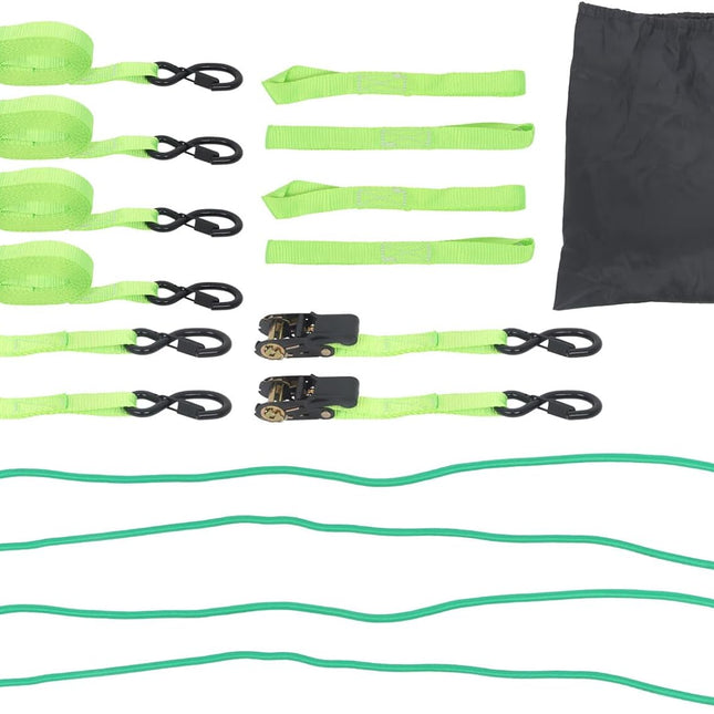 Findmall 4 Pack 1 Inch x 15 Ft Ratchet Tie Down Straps Kit 2200 lbs Break Strength with S Hooks, Loop Straps and Bungee Cords for Motorcycle, ATV, Trailer and Moving