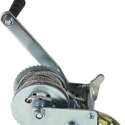 findmall Boat Trailer Winch 800lbs with 8m 26ft Steel Cable, Crank Cable Gear Winch with Hook, Heavy Duty Hand Winch with 4.1:1 Ratio for Boat, Trailer, Deer Feeder