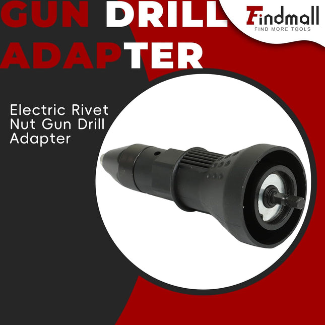 Findmall Electric Rivet Nut Gun Drill Adapter Cordless Drill Hand Tools for Areas of The Manufacturing Industrial Fastening
