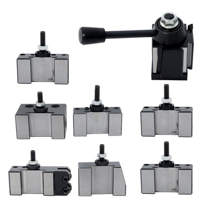 Findmall 8Pcs OXA 250-000 WedgeType Tool Post Mini Lathe Up to 8 Quick Change Turning and Facing Holder Fit for Lathe
