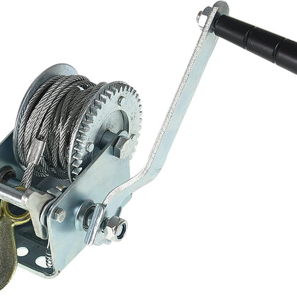 findmall Boat Trailer Winch 800lbs with 8m 26ft Steel Cable, Crank Cable Gear Winch with Hook, Heavy Duty Hand Winch with 4.1:1 Ratio for Boat, Trailer, Deer Feeder