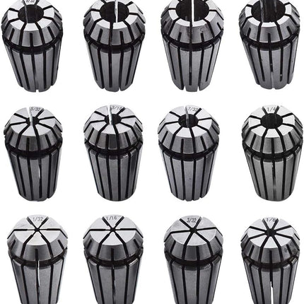 findmall ER-16 Collet Set 12Pcs ER-16 Spring Collet Set 1/32-3/8 Fit for CNC Milling Lathe Tool