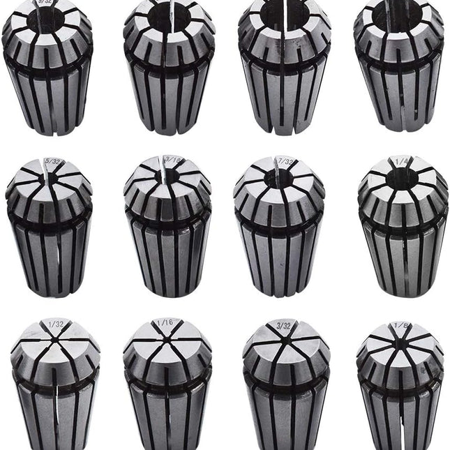 findmall ER-16 Collet Set 12Pcs ER-16 Spring Collet Set 1/32-3/8 Fit for CNC Milling Lathe Tool