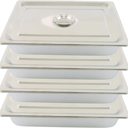 Findmall 4 Pack Stainless Steel Hotel Pans 4 Inch Deep | With Lid Full Size, Commercial Food Pan for Steam Tables, Restaurants, Catering and Industrial Use