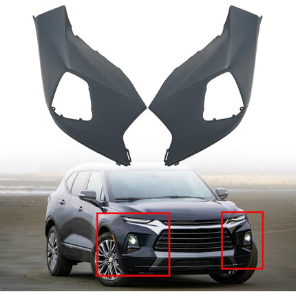 Findmall Front Bumper Upper Covers for 2019‑2022 Chevrolet Blazer, Plastic Primed, Left and Right Side 2Pcs, Replacement for 84537991, 84537990, GM1017109 and GM1016109