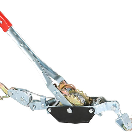 Portable 2 Ton Dual Gear Heavy Duty Power Puller with 2 Hooks Hand Cable Puller