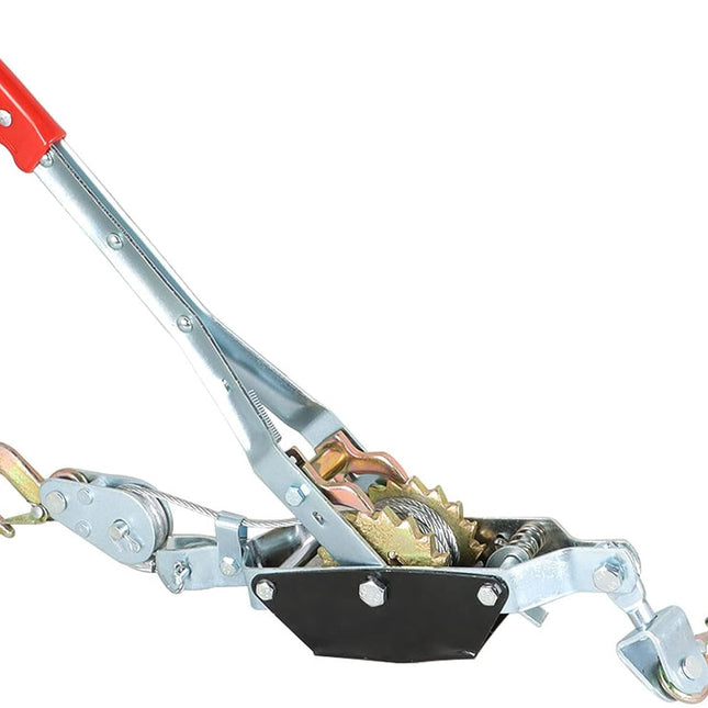 Portable 2 Ton Dual Gear Heavy Duty Power Puller with 2 Hooks Hand Cable Puller