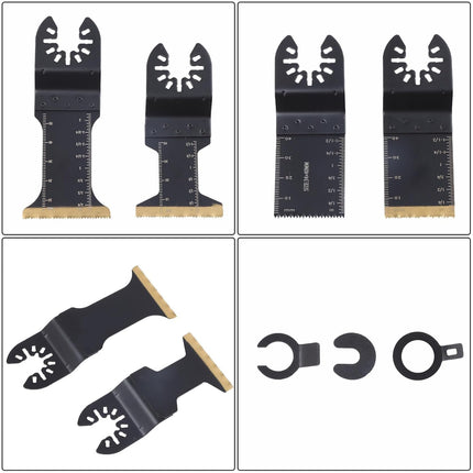 Findmall 110-Piece Oscillating Multi-Tool Blade Kit - Titanium and High Carbon Steel Blades (4 Types, Regular, Titanium-Plated,Extended Saw Blades)