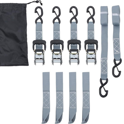 Findmall 4 Pack 1.6 Inch Ratchet Tie Down Straps 5208 lbs Break Strength Steel Polyester Cargo Straps with S Hooks for Motorcycle, ATV, Trailer, Truck and Moving
