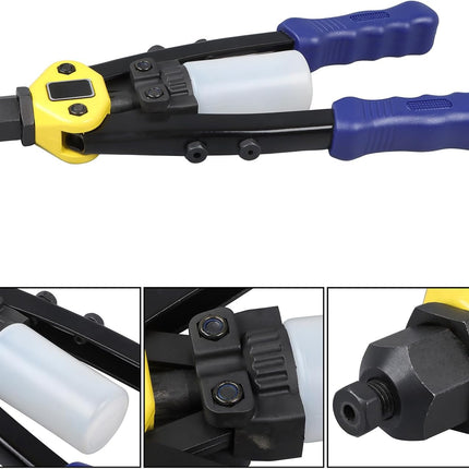 Findmall 1/4 Rivet Gun Kit with 13 Inch Heavy Duty Manual Nail Gun | 210Pcs Rivets and 5 Tool Interchangeable Rivet Heads for Metalworking, Plastic Parts