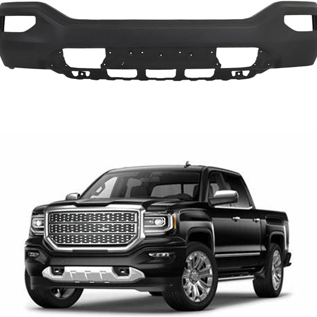 Findmall Primed Steel Front Bumper Face Bar without Parking Sensor Holes Replacement for 2016-2018 GMC Sierra 1500, 23381975, GM1002865