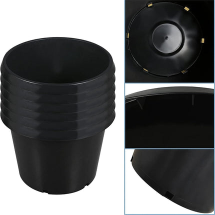 findmall 5 Pack Nursery Pots, 20 Gallon Round Black Plastic Planter Pots with Drainage Holes for Garden Outdoor and Indoor Use