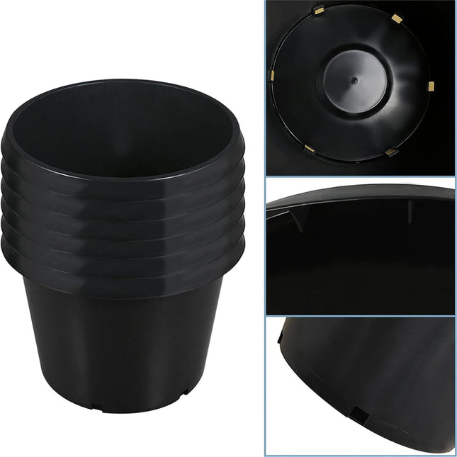 findmall 5 Pack Nursery Pots, 20 Gallon Round Black Plastic Planter Pots with Drainage Holes for Garden Outdoor and Indoor Use