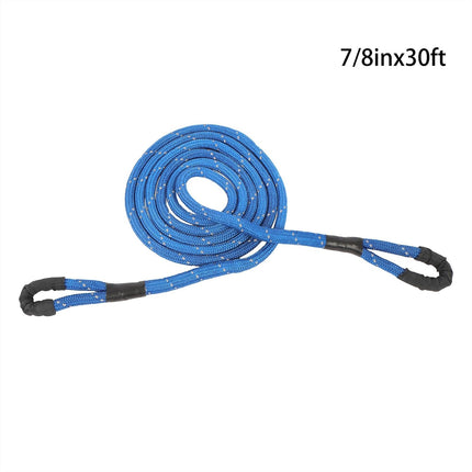 Findmall 7/8in x 30ft Power Recovery Rope, Nylon N66 Double-Layer Weaving, 30000 Pounds Breaking Strength, 30% Elasticity Offroad Power Strap for Truck ATV UTV Tractor, Blue