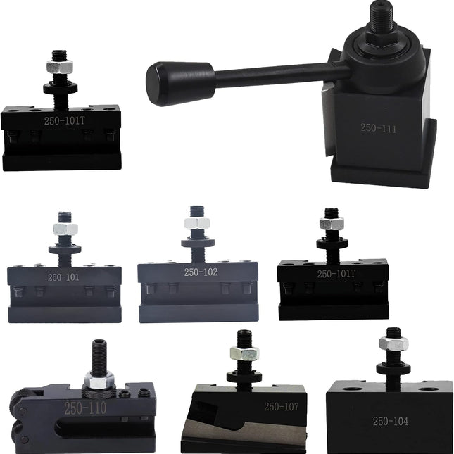 Findmall AXA Size 250-111 Wedge Type Tool Post Set Fit for Lathe +2 Extra T Tool Holder